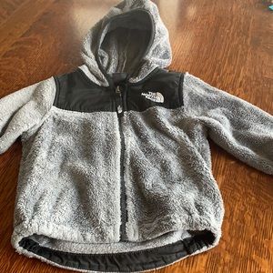 Grey and black North Face infant fleece jacket